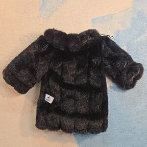 VTG Carousel By Guy‎ Faux Fur Doll Coat Mink Black Jacket 9x13" Stuffed Animal